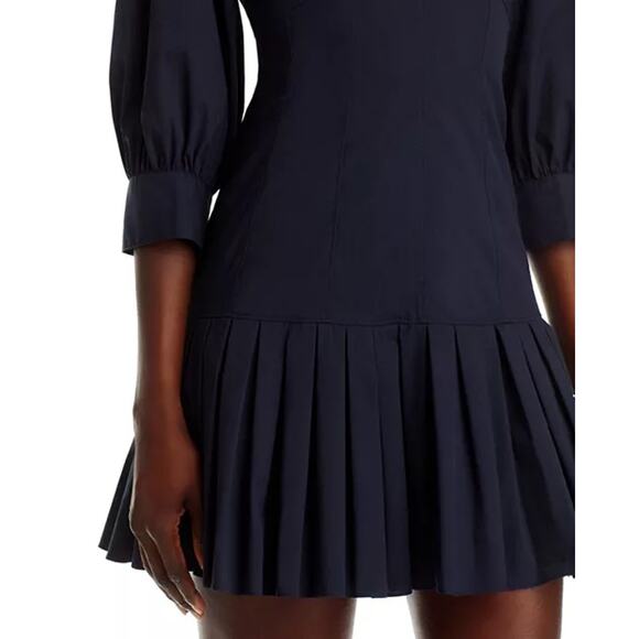 CINQ A SEPT Sawyer Navy V-Neck Pleated Minidress - Picture 8 of 13